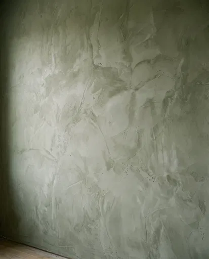 Textured Sage Green Venetian Plaster Wall