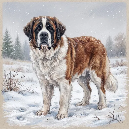 Colored Pencil Drawing of Saint Bernard