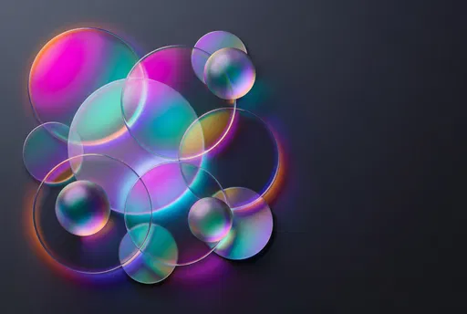 Iridescent Glass Discs and Spheres Background