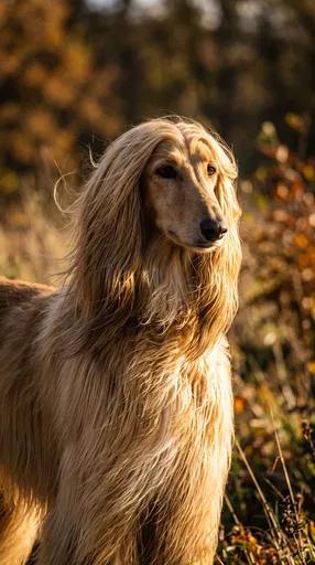 Golden Afghan Hound in Autumn Sunlight