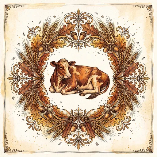 Rustic Autumn Wreath With Resting Cow