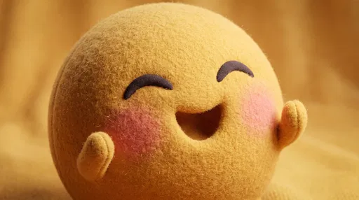 Cute Happy Yellow Plush Character