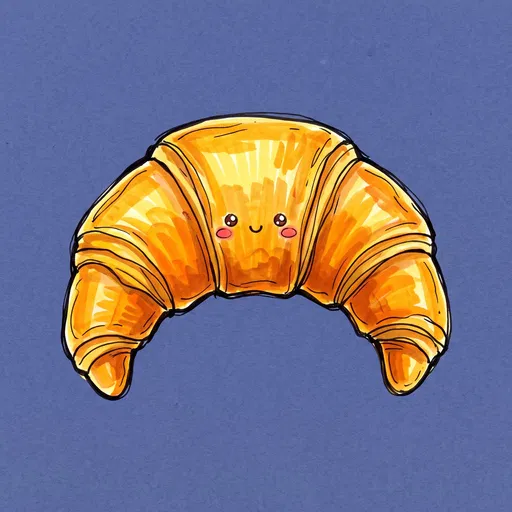 Cute Smiling Croissant Marker Illustration