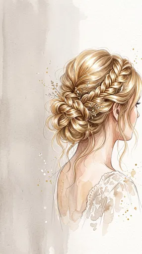 Watercolor Illustration of Blonde Braided Updo