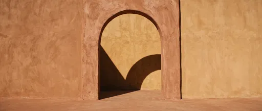 Terracotta Plaster Archway With Sunlight Shadow
