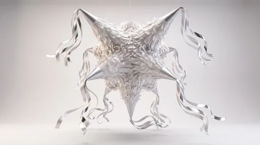 White and Silver Star Pinata Render