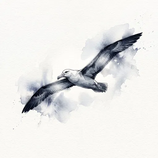 Watercolor Illustration of Soaring Albatross