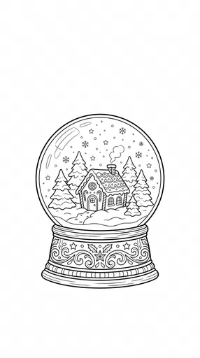 Winter Snow Globe Coloring Page Illustration