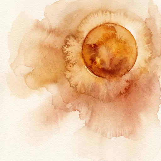 Warm Ochre Watercolor Sun Disk