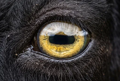 Macro Close-Up of Black Goat Eye