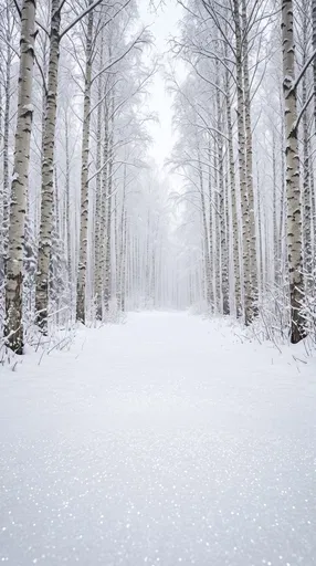Snowy Birch Forest Clearing Path
