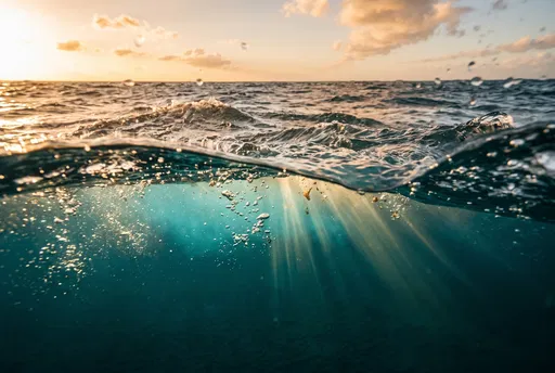 Split View of Sunset Ocean Waves
