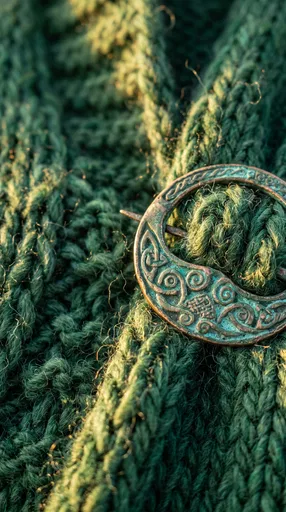 Patina Celtic Brooch on Green Wool