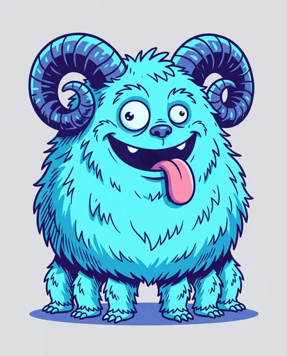 Goofy Cyan Six-Legged Monster Illustration