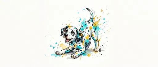 Playful Dalmatian Puppy Watercolor Illustration