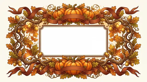 Ornate Autumn Pumpkin and Oak Frame
