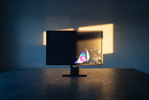 Broken Computer Monitor in Sunlight