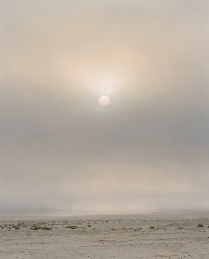 Pale Sun Over Minimalist Desert Horizon