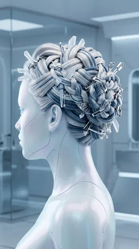 Futuristic Android Bust with Braided Updo
