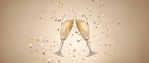 Clinking Crystal Champagne Flutes With Confetti
