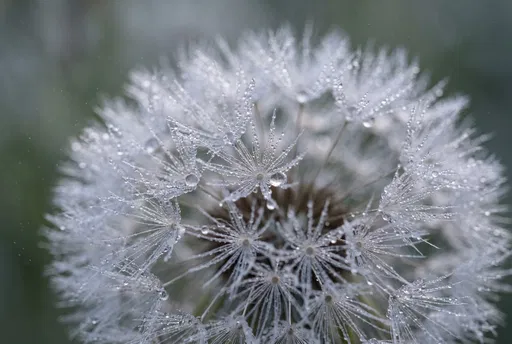 Macro Dandelion With Morning Dew