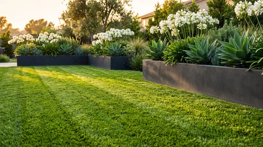 Modern Garden Lawn and Charcoal Planters