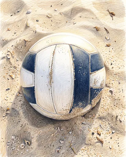 Colored Pencil Drawing of Beach Volleyball