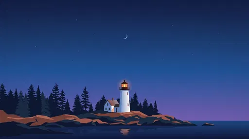 Minimalist Lighthouse at Twilight Illustration