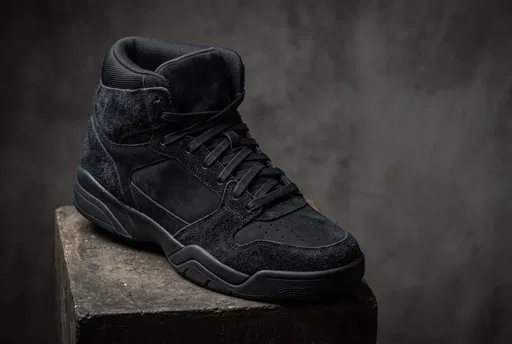 Matte Black Suede High-Top Sneaker