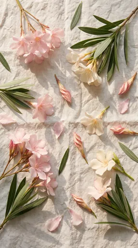 Pink and White Oleander Flat Lay