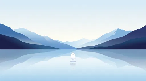 Minimalist Ghost Floating Over Alpine Lake