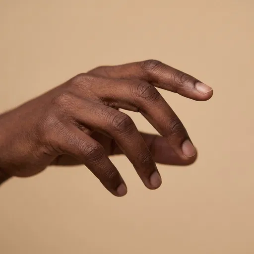 Close-Up of Hand Reaching on Beige Background