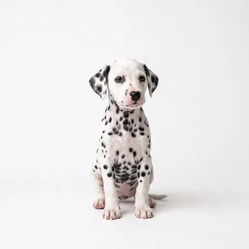 Dalmatian Puppy Sitting on White Background