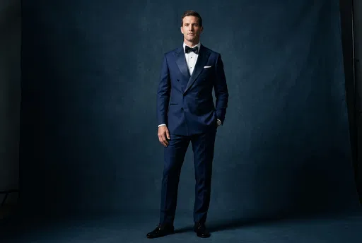 Man in Midnight-Blue Double-Breasted Tuxedo