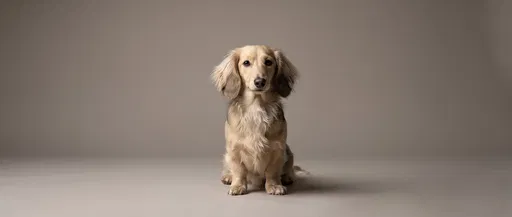Cream Long-Haired Dachshund Studio Portrait
