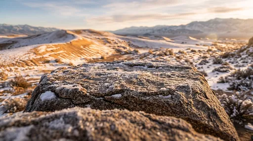 Frosted Desert Boulder at Golden Hour