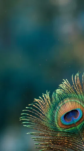 Macro Iridescent Peacock Feather Wallpaper