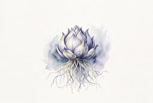 Watercolor Lily Bulb Botanical Illustration
