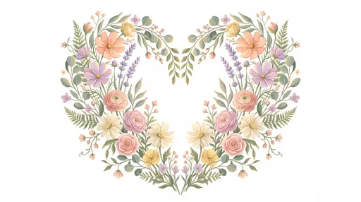 Symmetrical Pastel Floral Heart Illustration