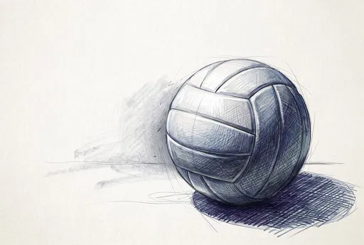 Colored Pencil Volleyball Sketch on Textured Paper