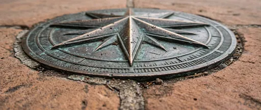 Weathered Bronze Compass Plaque in Stone