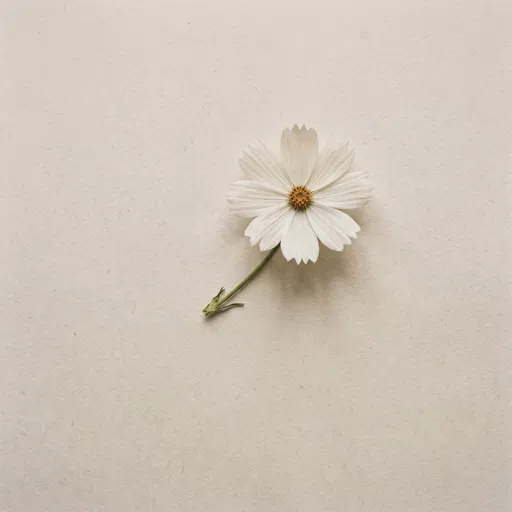 White Cosmos Flower on Textured Paper