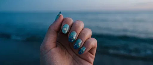 Blue Ocean Nail Art at Dusk