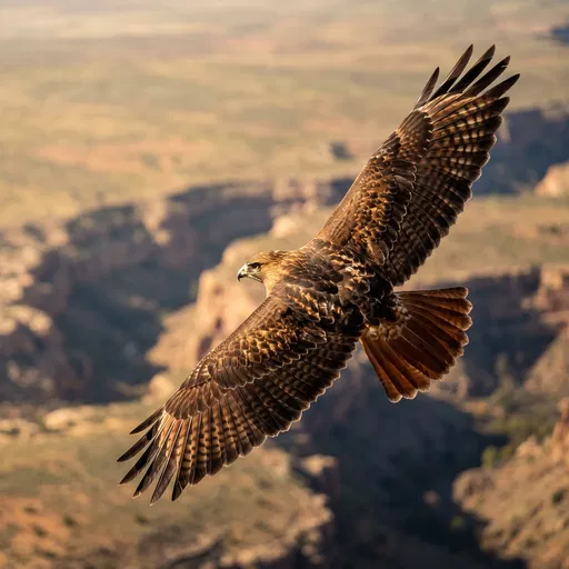 Red-Tailed Hawk Soaring Over Canyon
