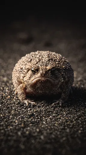 Grumpy Round Desert Rain Frog Portrait
