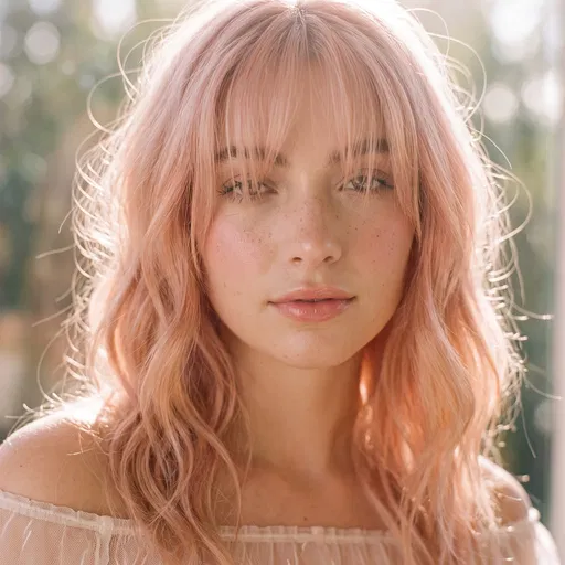 Woman with Pastel Pink Fringe Hairstyle