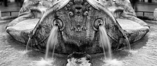 Monochrome Close-Up of Baroque Fountain Prow