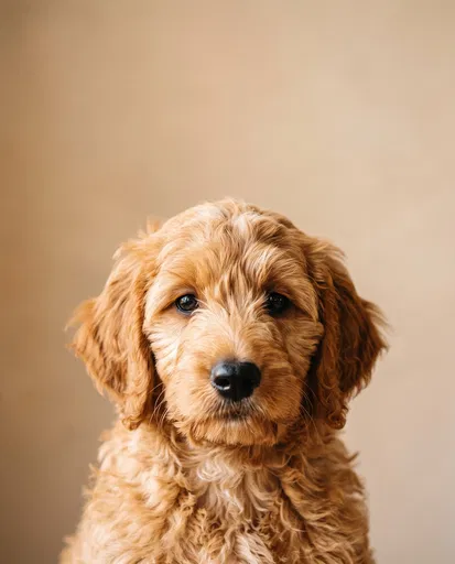Apricot Goldendoodle Puppy Studio Portrait
