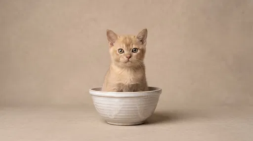 Cute Kitten Sitting in Ceramic Bowl