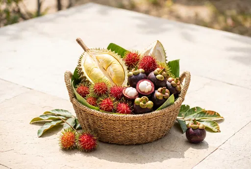 Tropical Fruit Basket with Durian and Mangosteen